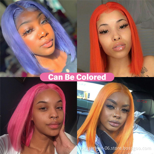 Glueless natura straight lace front wig human blonde lace frontal wig short virgin hair woman 613 hd lace closure bob wigs